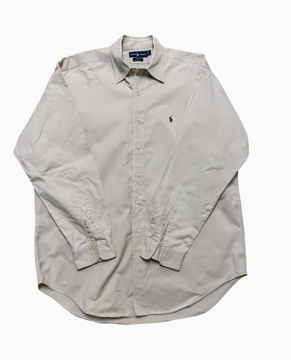 Ralph Lauren Blake Classic Fit Shirt Men’s L Beige Solid Long Sleeve Cotton